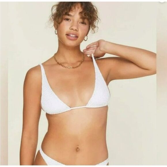 Demi Moore Andie Swim White Tropez Top Small Unpadded String Bikini Top NWT - Picture 1 of 6